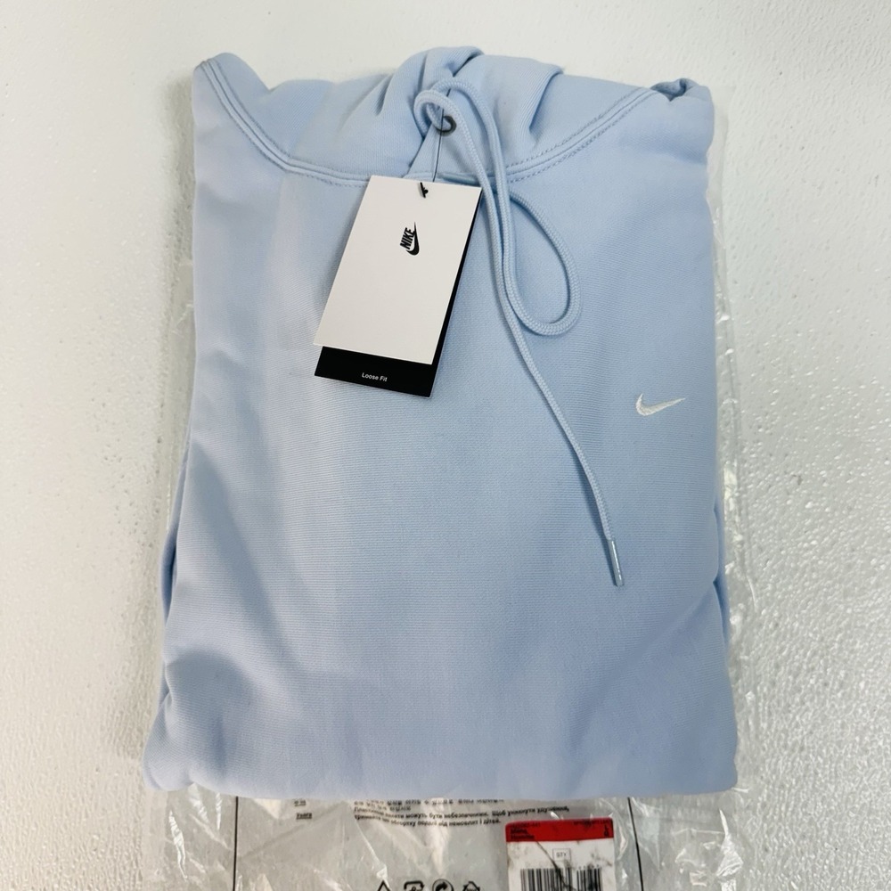 Nike Solo Swoosh Fleece Pullover Hoodie HV1082 Celestine Blue Loose Men's Size L
